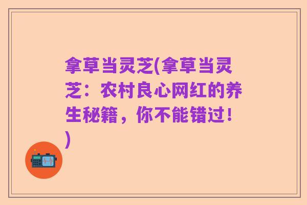 拿草当灵芝(拿草当灵芝:农村良心网红的养生秘籍,你不能错过!)