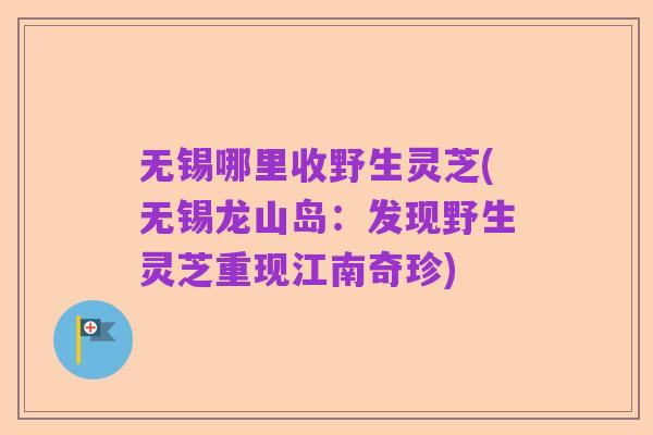 无锡哪里收野生灵芝(无锡龙山岛:发现野生灵芝重现江南奇珍)