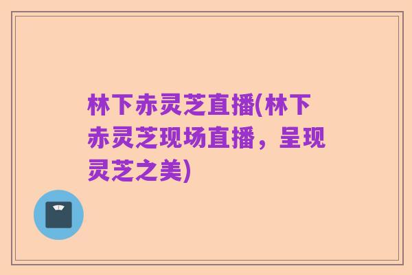 林下赤灵芝直播(林下赤灵芝现场直播,呈现灵芝之美)