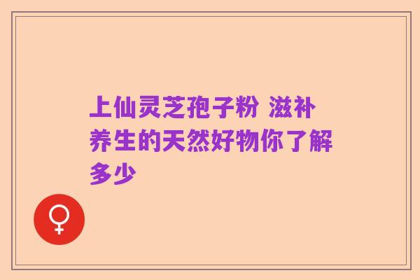 上仙灵芝孢子粉 滋补养生的天然好物你了解多少