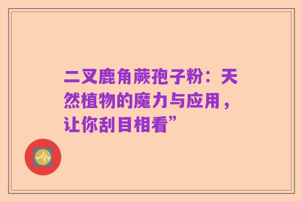 二叉鹿角蕨孢子粉：天然植物的魔力与应用，让你刮目相看”