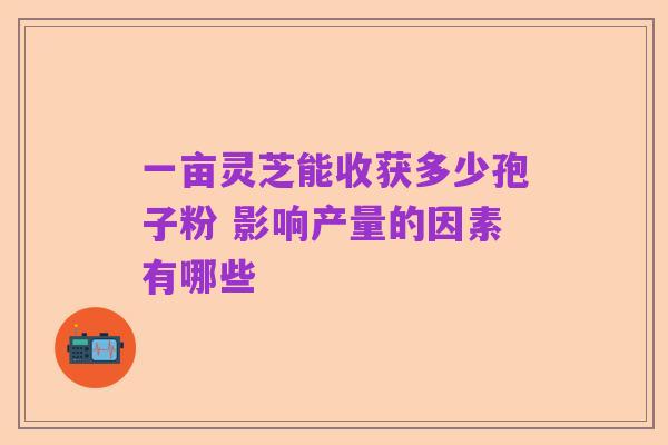 一亩灵芝能收获多少孢子粉 影响产量的因素有哪些