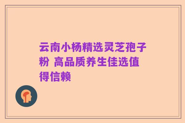 云南小杨精选灵芝孢子粉 高品质养生佳选值得信赖
