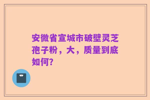 安微省宣城市破壁灵芝孢子粉，大，质量到底如何？